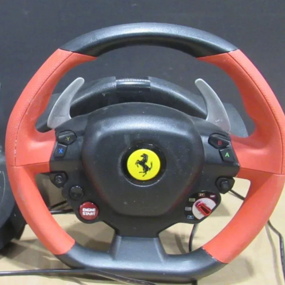 Xbox Thrustmaster Ferrari 458 Spider Racing Wheel with Pedals *Working*